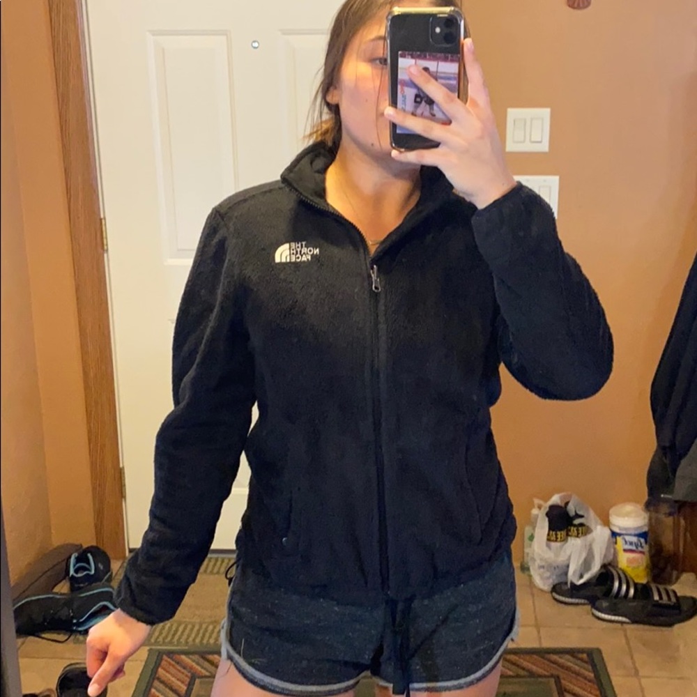 Black fleece north face jacket